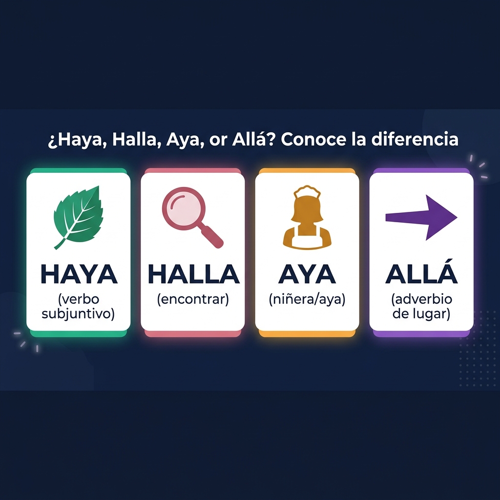 Diferencia entre Haya, Halla, Aya y Allá
