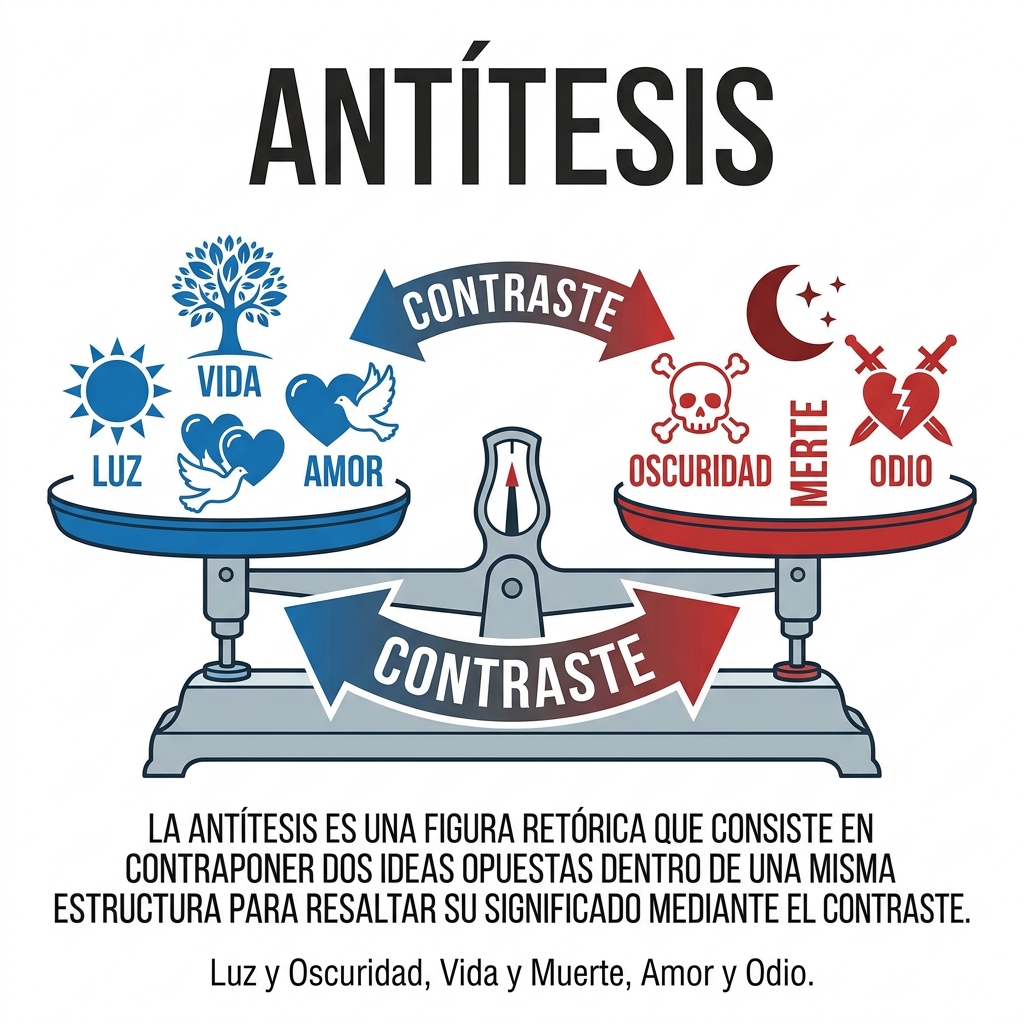 La antítesis: diagrama educativo de conceptos opuestos