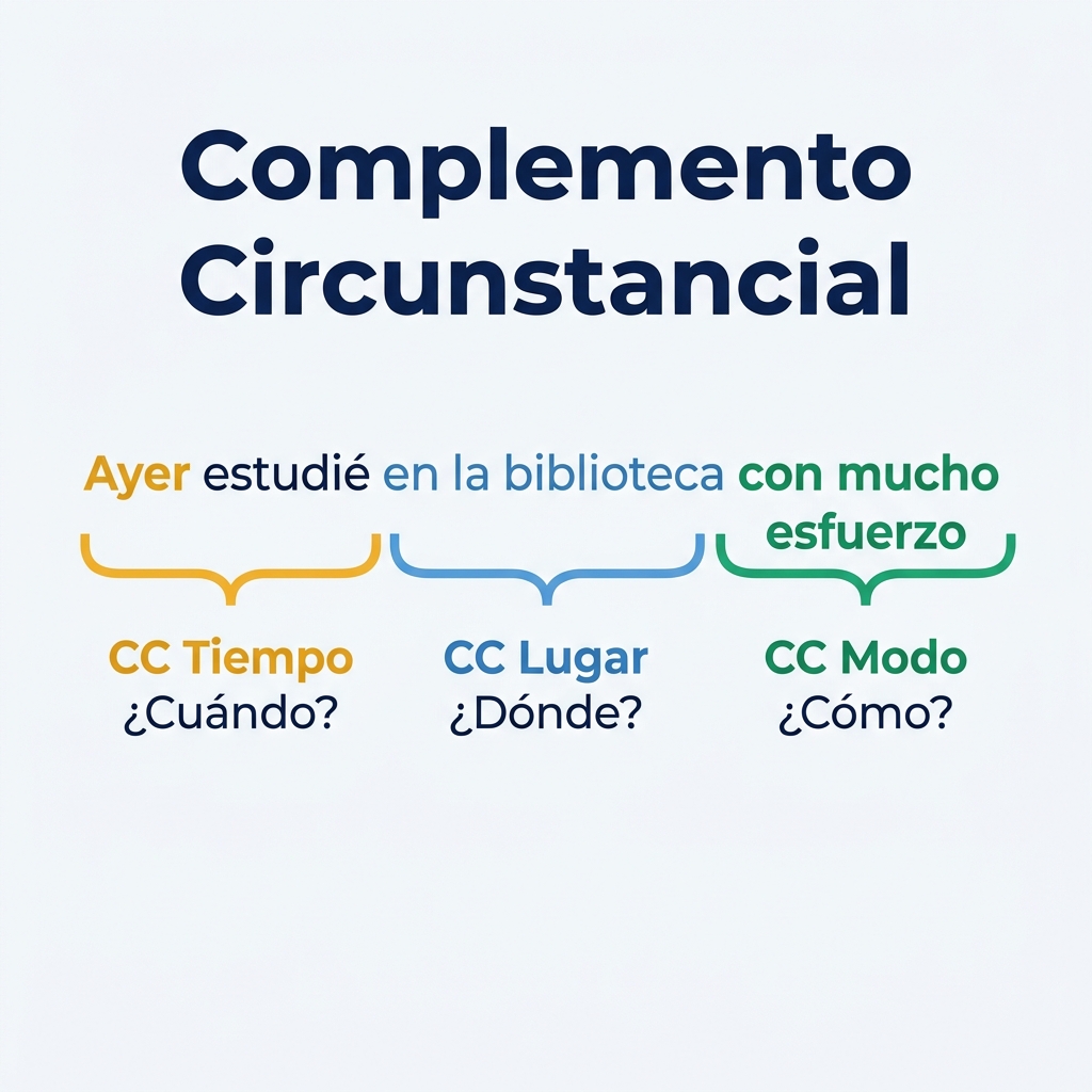Complemento circunstancial en español con ejemplos y tipos