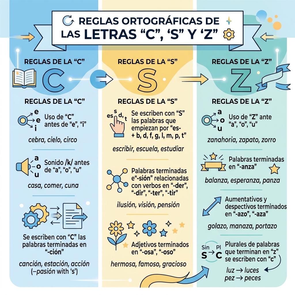 Uso de la C, S y Z en español
