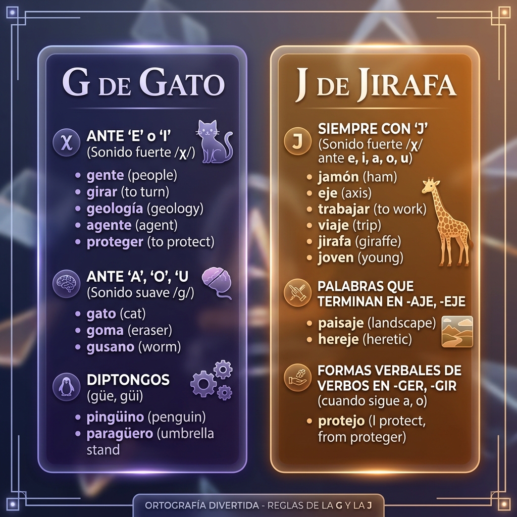 Uso de la G y la J en español
