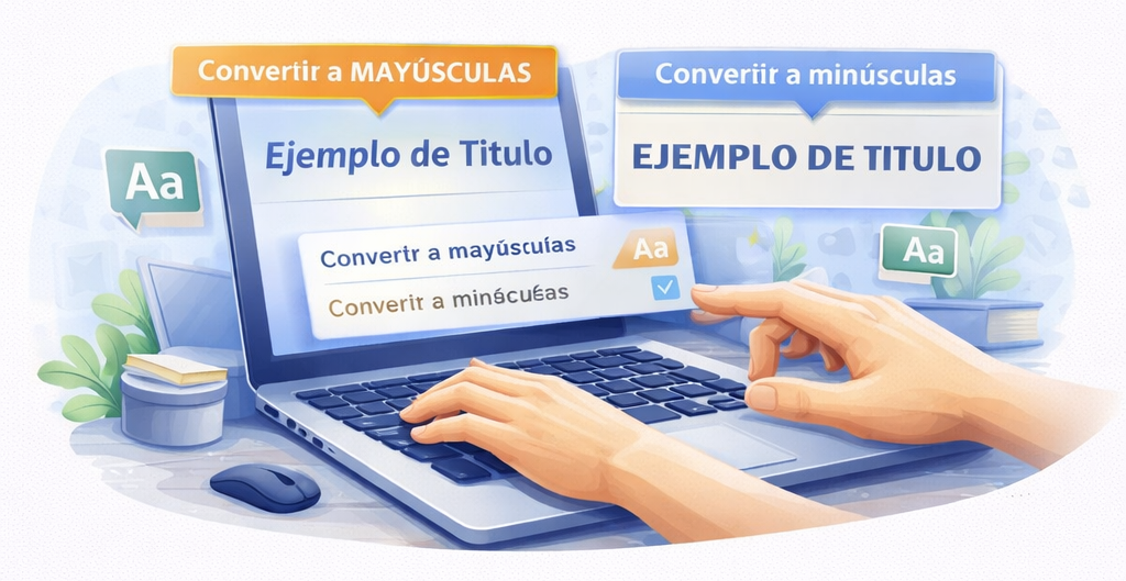 Pantalla con texto ordenado en distintos formatos de capitalizacion