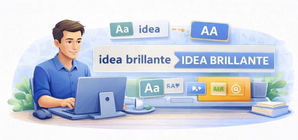 Persona revisando texto antes de normalizar mayusculas y minusculas