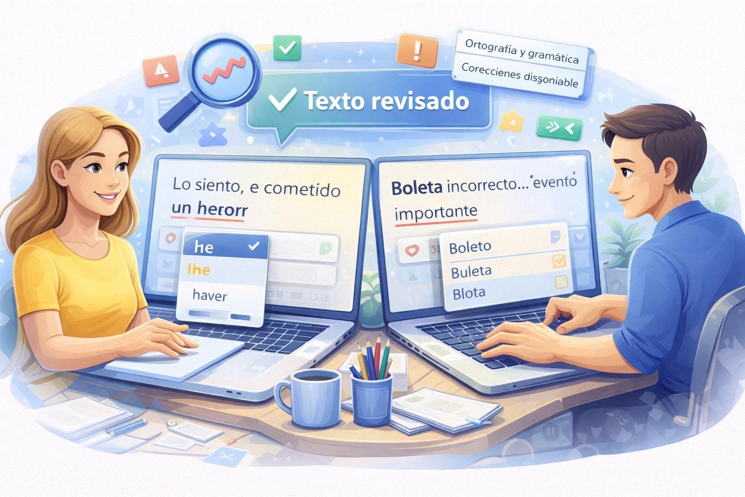 Mesa de trabajo con laptop, papeles y organizacion de listas
